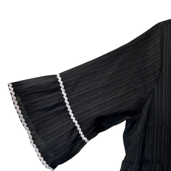 Dress Midi Maxi Black Tiered Boho Peasant Ric-Rac Trim 4XL Bell Sleeves SHEIN - Picture 5 of 8